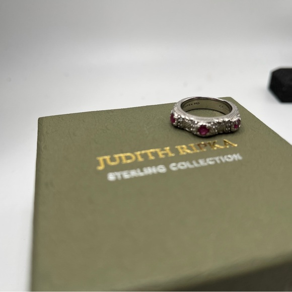 Judith Ripka Sterling Diamonique Ruby Ring Size 5 - Picture 2 of 11